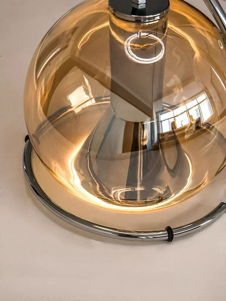 Adjustable Amber Glass Globe Pendant Light
