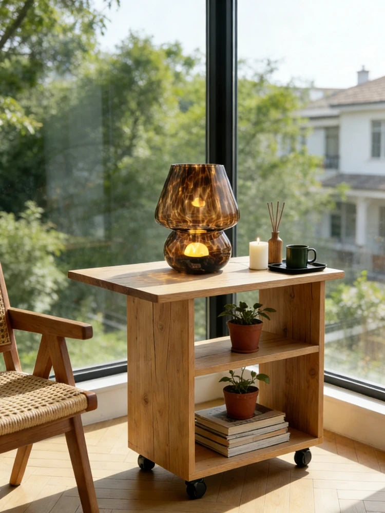 Brown Tortoise Glass Mushroom Table Lamp
