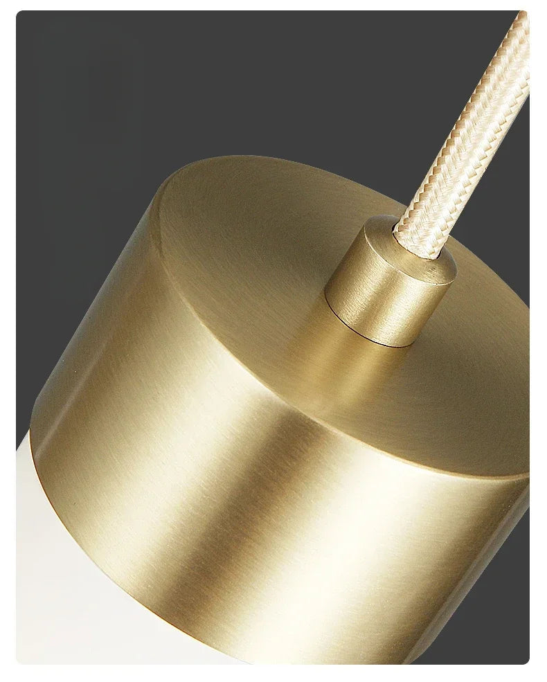 Luxury Alabaster Tube Pendant Light with Copper for Bedside