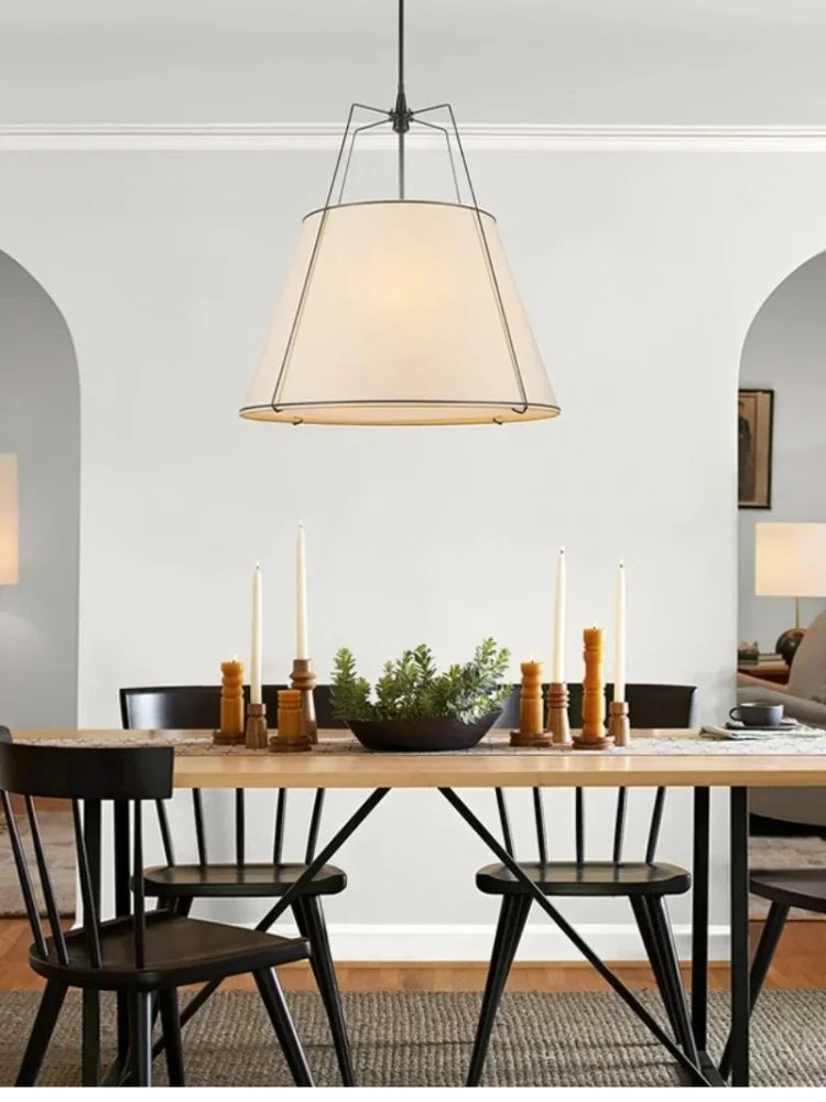 White Drum Cloth Pendant Light