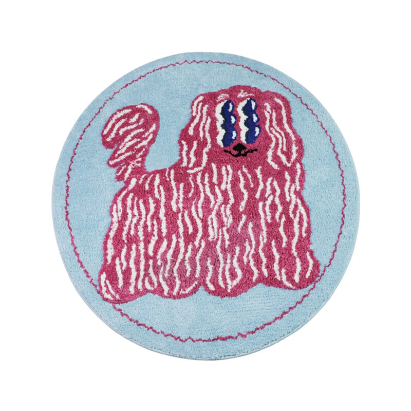 Retro Braid Dogs Ultra Soft Plush and Absorbent Tufted Circular Rugs