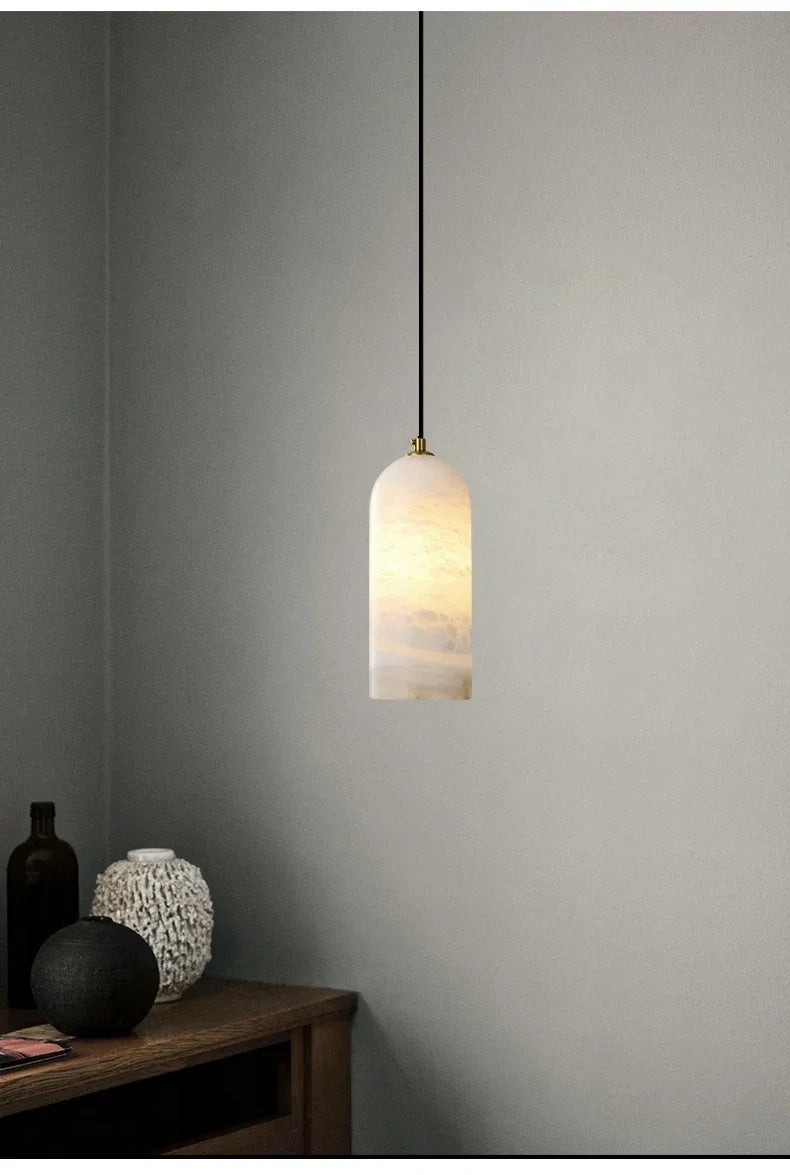 Natural Alabaster Lighting, Minimalist Alabaster Pendant Light, Soft ...