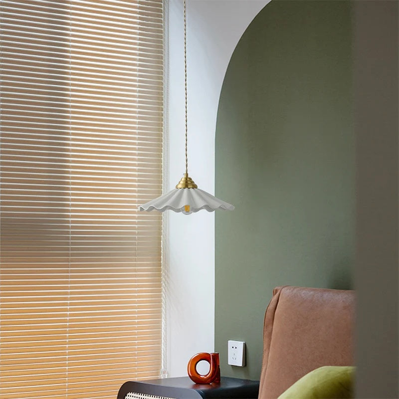 Lucie Pleated Ceramic Pendant Light