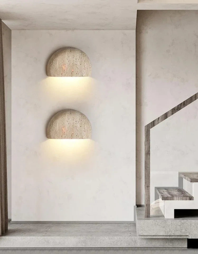 Matera Half Moon Travertine Wall Sconce