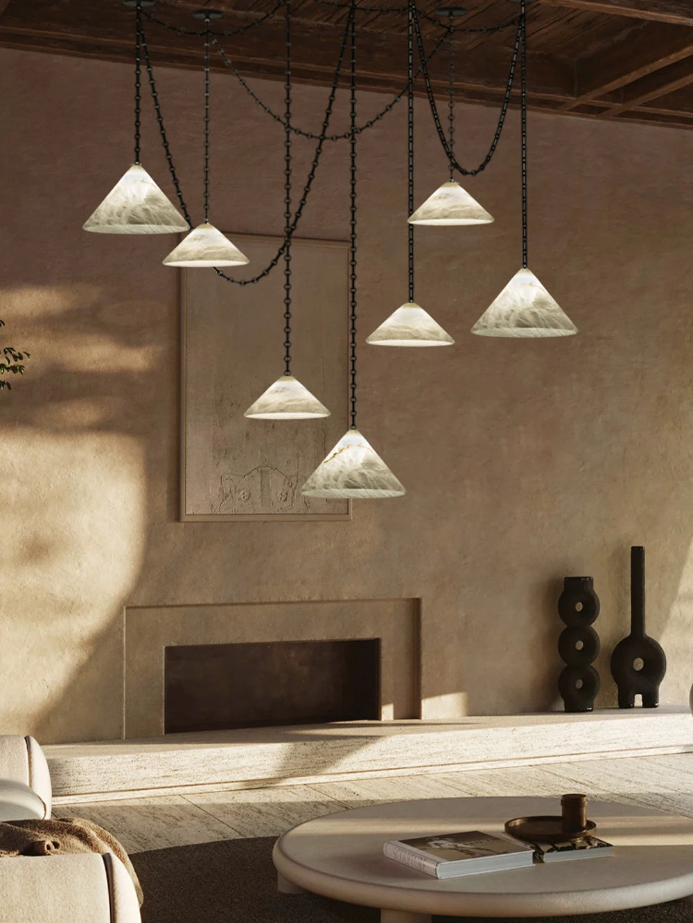 Etna Alabaster Pendant Light with Chain
