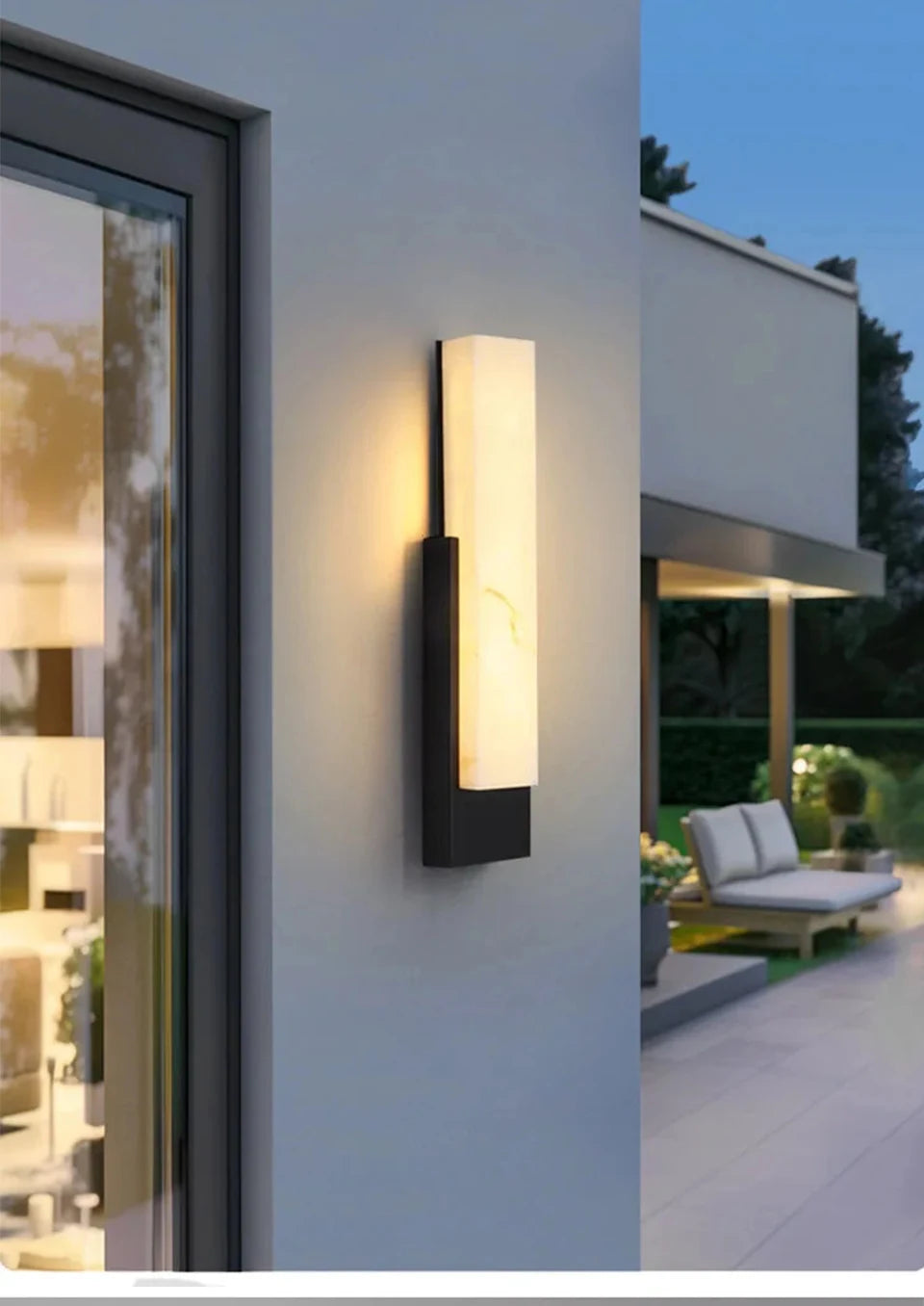 Outdoor Minimalist Alabaster LED Wall Sconce, Waterproof