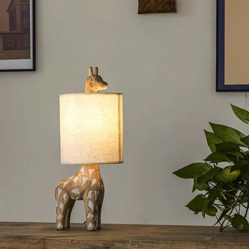 Fable Animal & Moon Wood Table Lamp