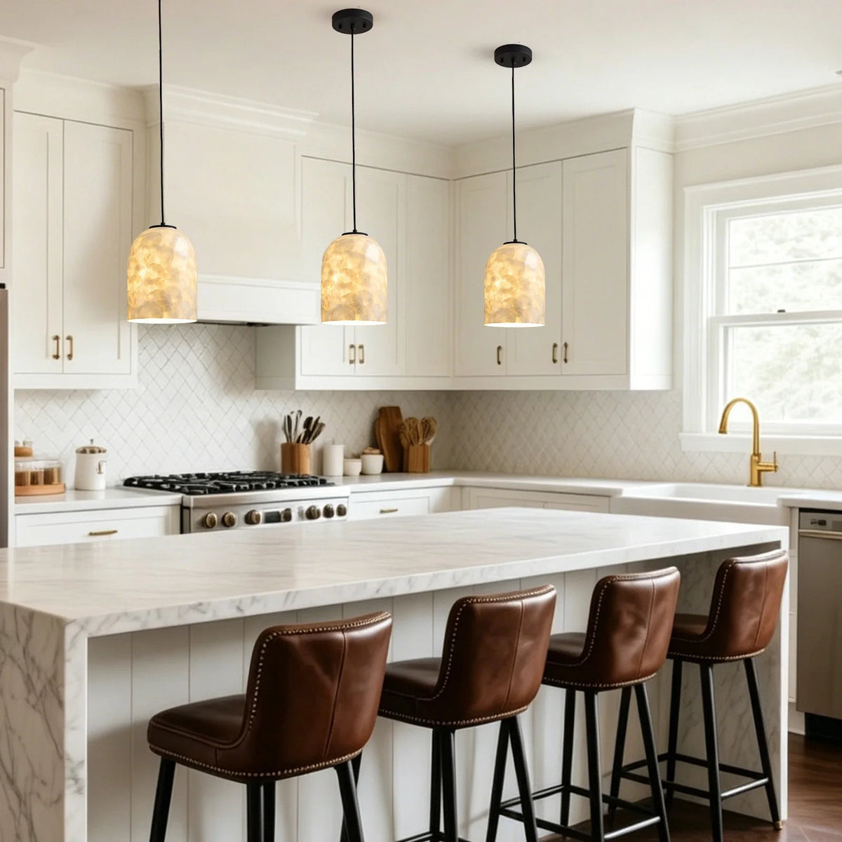 Nerina Capiz Shell Glass Dome Pendant Light