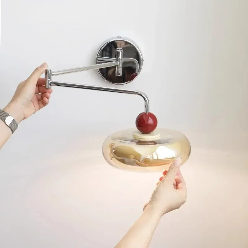 Marcella Amber Glass Adjustable Swing Arm Wall Sconce