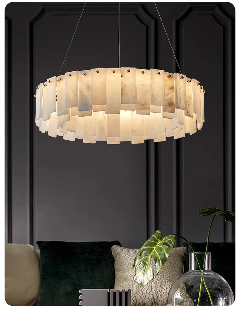Mallory Multi-Tier Panels Alabaster Chandelier