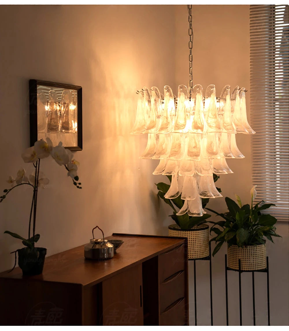 Alessia White Jade Glass Branch Chandelier