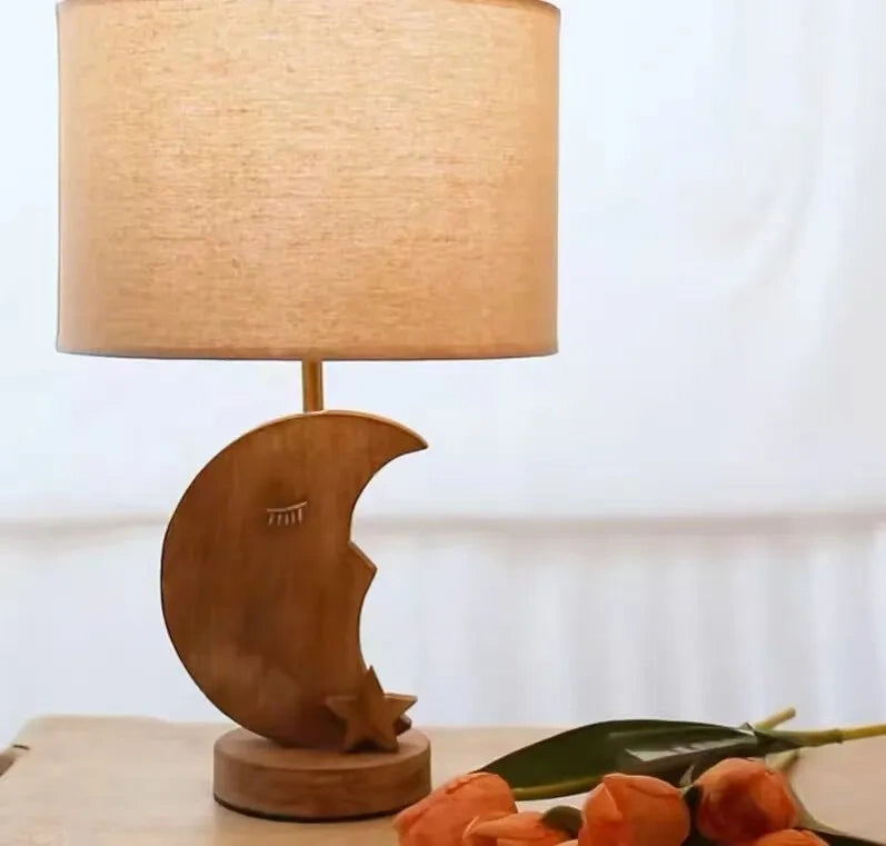 Fable Animal & Moon Wood Table Lamp
