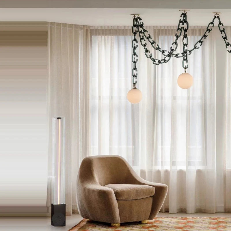 Hanging Chain Pendant Light with Globe