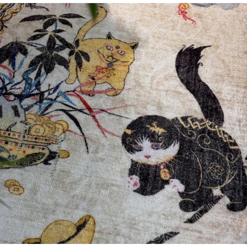 Artistic Chinoiserie Inspired Round Decorative Rug 120x120cm