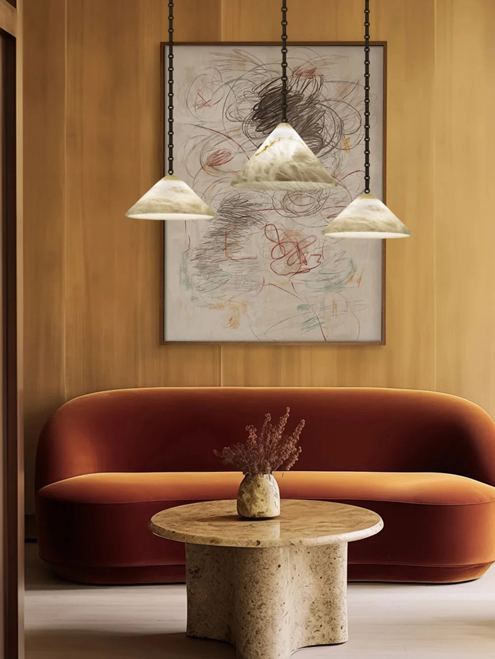 Etna Alabaster Pendant Light with Chain