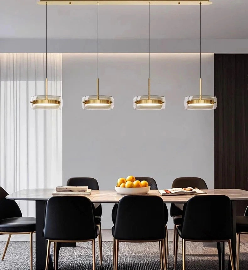 Liora Drum Glass LED Kitchen Island Pendant Light