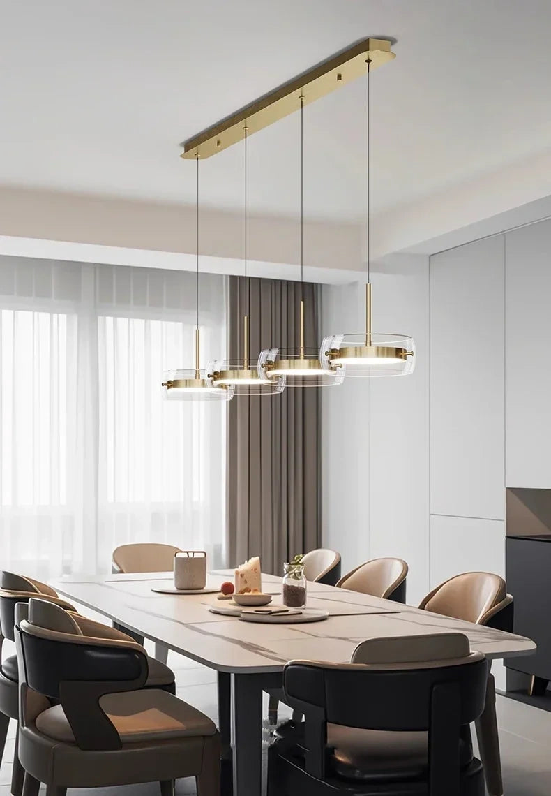 Liora Drum Glass LED Kitchen Island Pendant Light