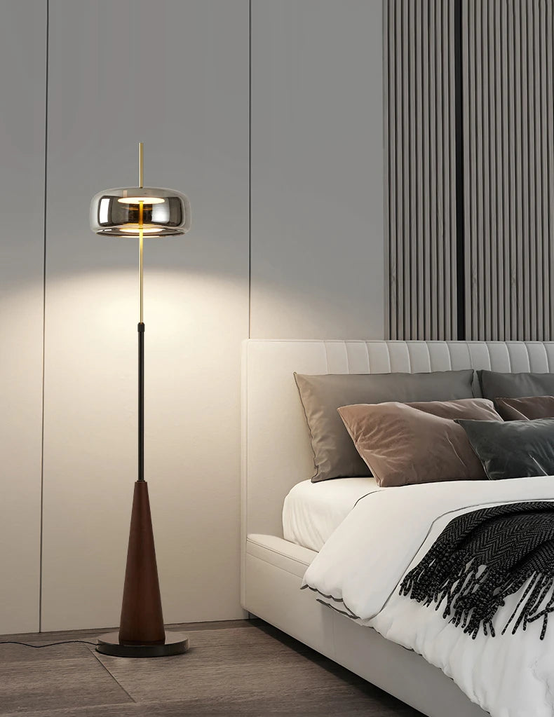 Mallory Glass Floor Lamp, Smoky Gray