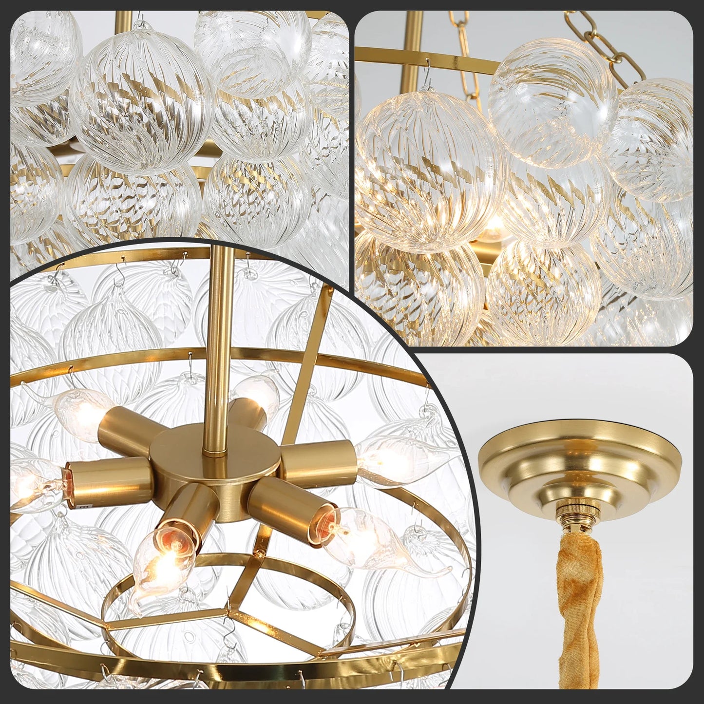 Colette Floating Bubbles 4-Tier Glass Chandelier