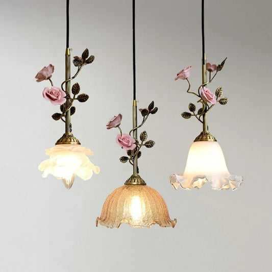 Botanical Floral Glass Pendant Light Collection