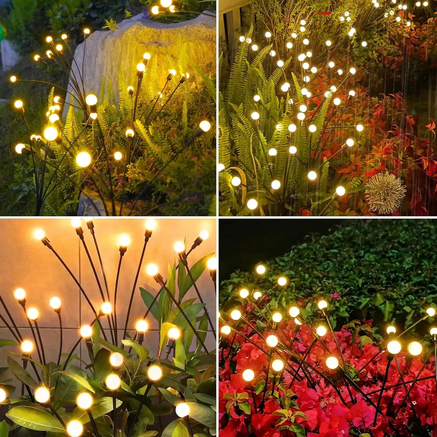 Solar Firefly Garden Lights – Outdoor Waterproof LED Pathway Decor (10 Bulbs per Stem)