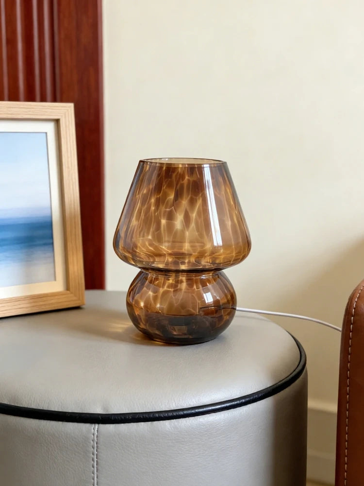 Brown Tortoise Glass Mushroom Table Lamp
