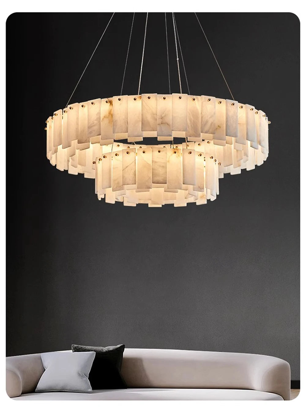 Mallory Multi-Tier Panels Alabaster Chandelier