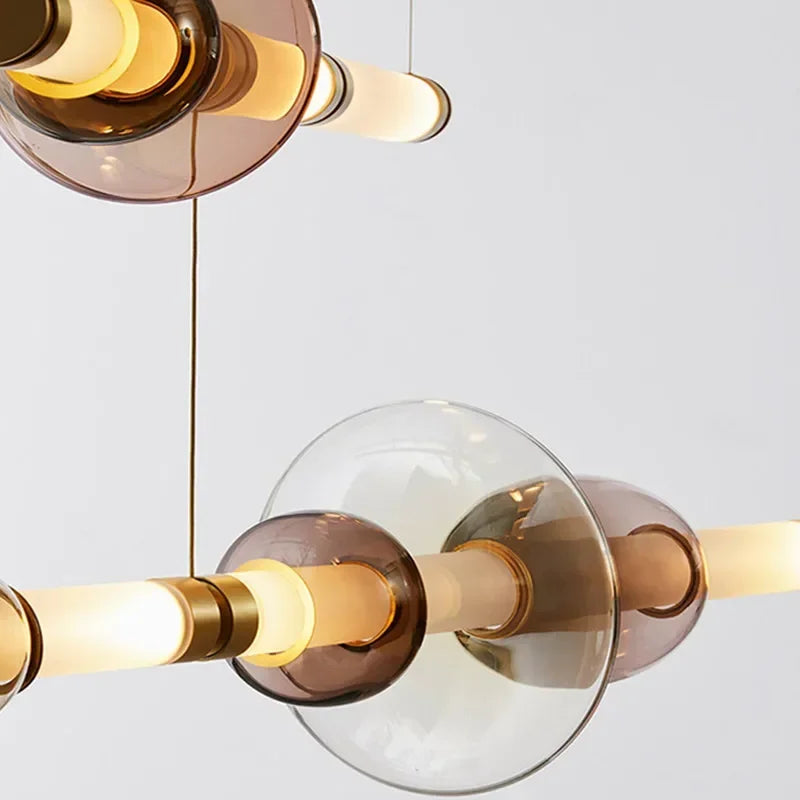 Italian Flute Linear Tube Glass Chandelier