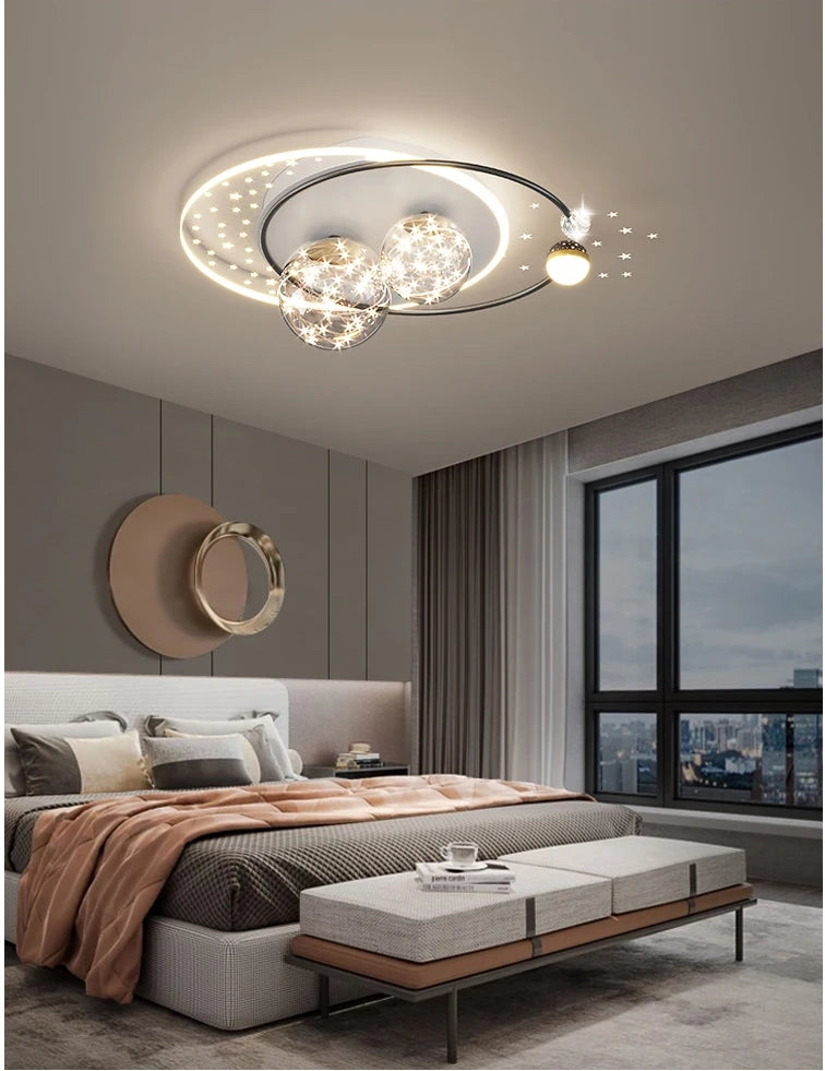 Starry Orbit Halo LED Flush Mount Light