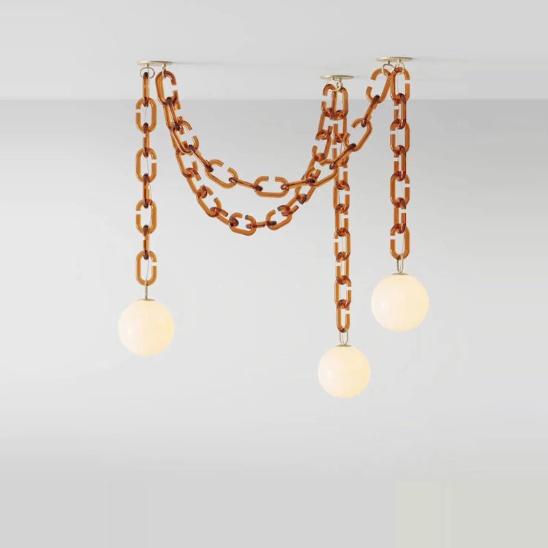 Hanging Chain Pendant Light with Globe