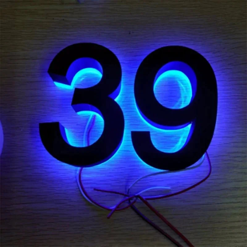 Modern Residential LED House Number Light, Outdoor & Waterproof