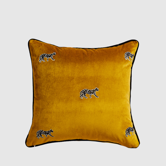 Exclusive Turmeric Little Panthers Embroidery Pillow Case