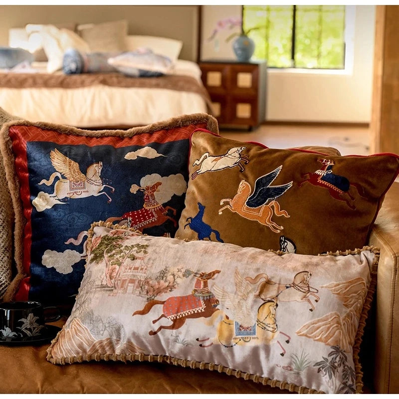 Mythical Winged Horse Decorative Cushion Cover