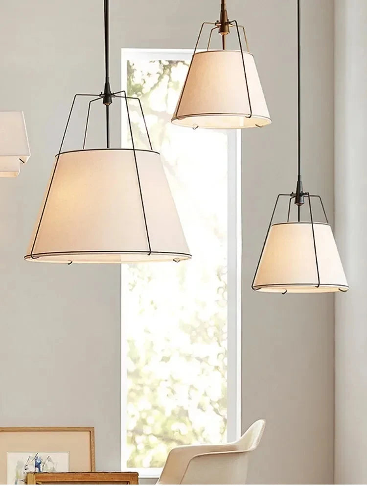 White Drum Cloth Pendant Light