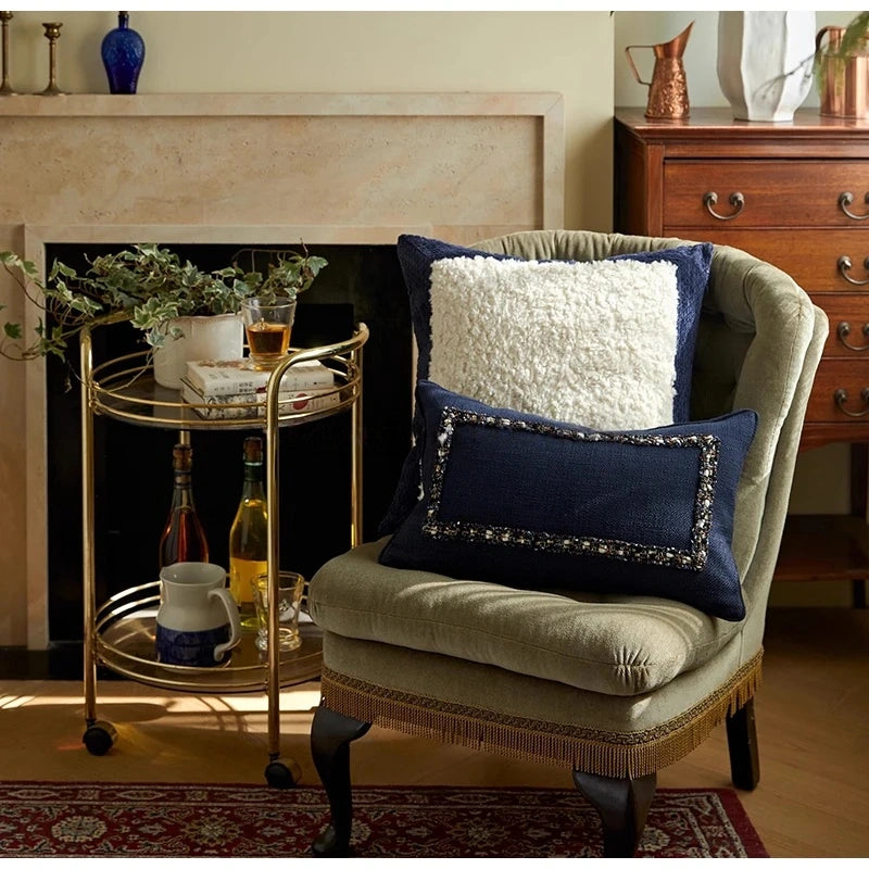 Navy Blue Lumbar Pillow Case