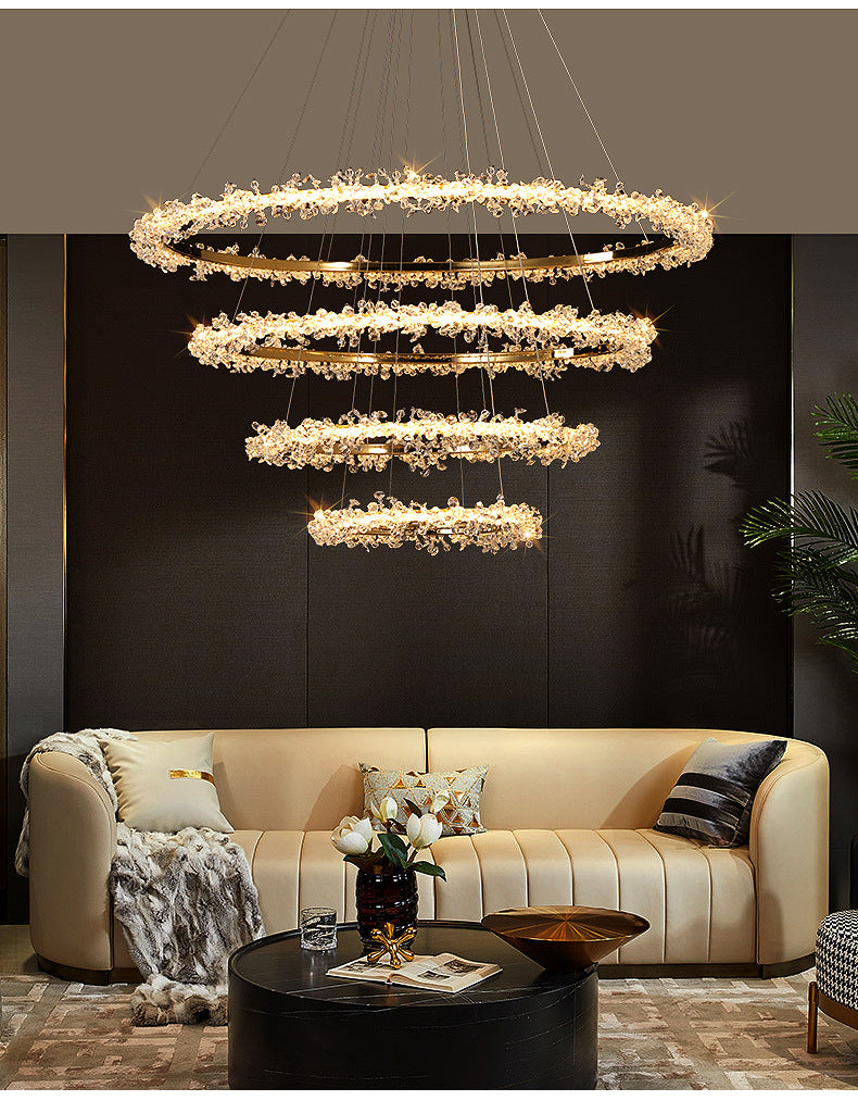 Starveil Crystal Pebbles Ring LED Chandelier