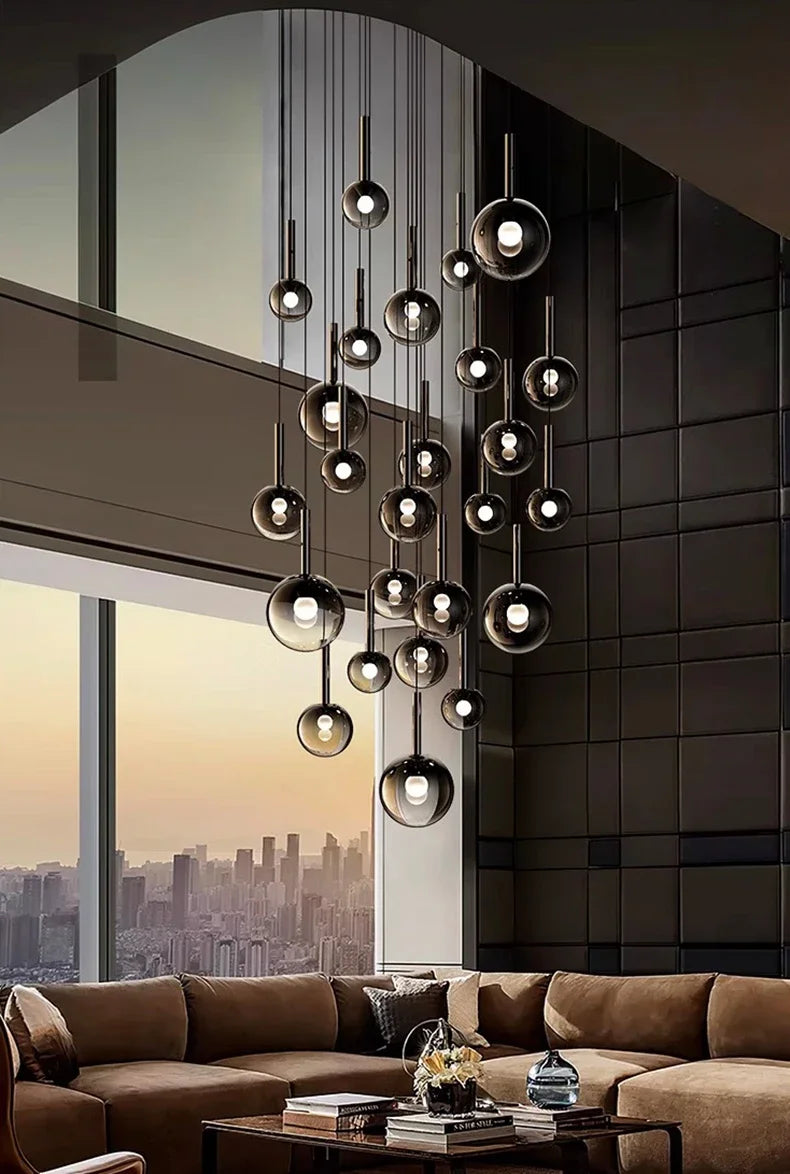 Sylvara Smoky Gray Glass Cluster Chandelier