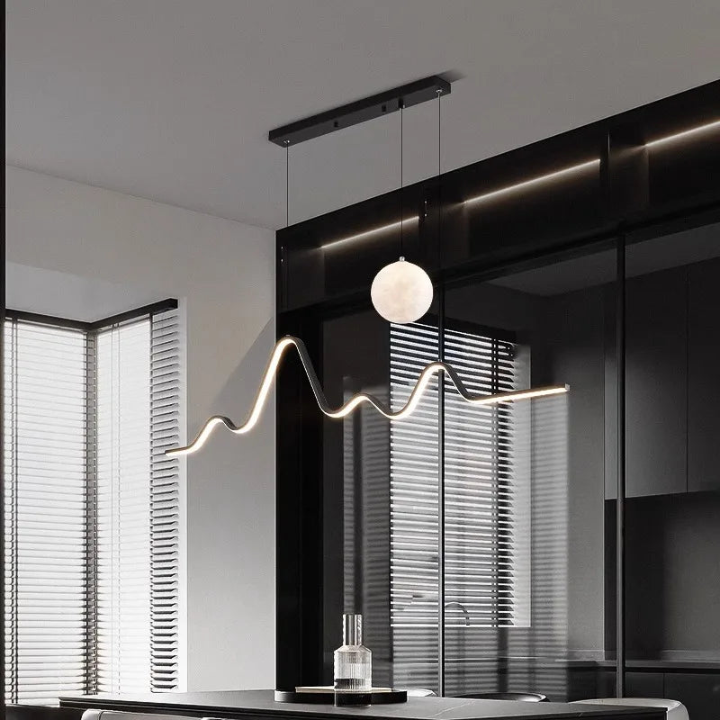 Forma Minimalist Arc LED Pendant Light with One Globe