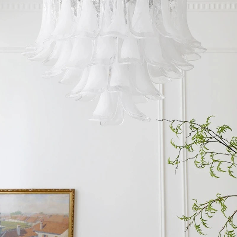 Alessia White Jade Glass Branch Chandelier