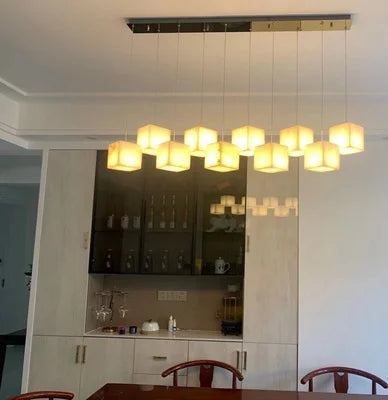 Dolomite Cluster Alabaster Cube Chandelier, Modular