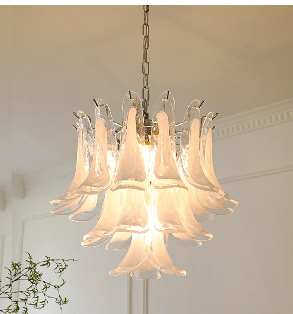 Alessia White Jade Glass Branch Chandelier