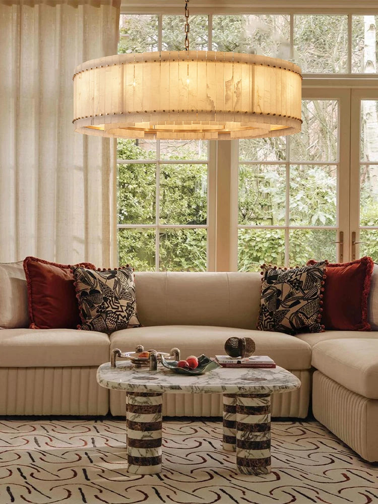 Mallory Multi-Tier Alabaster Chandelier, Dimmable