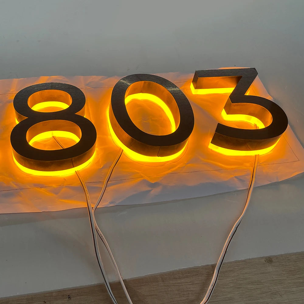 Modern Residential LED House Number Light, Outdoor & Waterproof