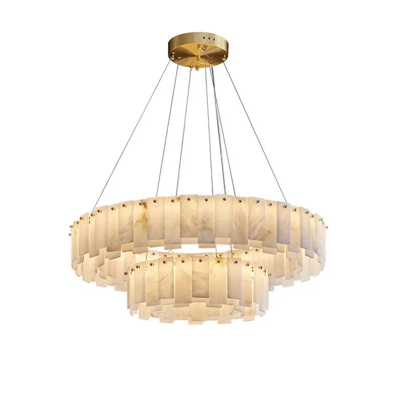 Mallory Multi-Tier Panels Alabaster Chandelier
