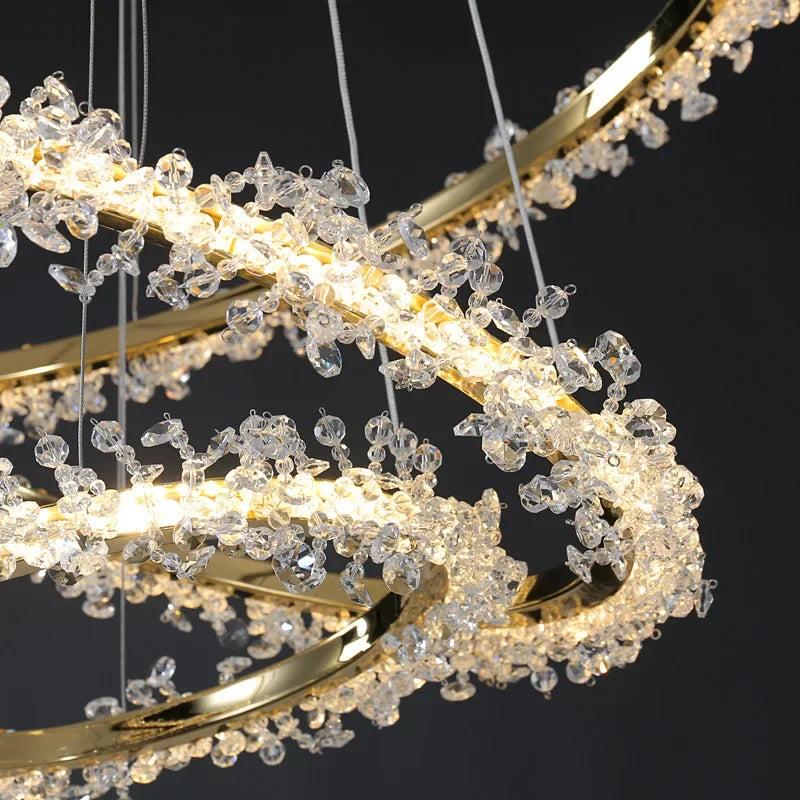 Starveil Crystal Pebbles Ring LED Chandelier