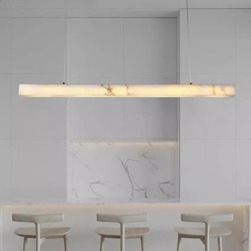 Minimalist Linear Alabaster LED Chandelier