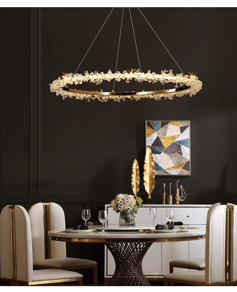 Starveil Crystal Pebbles Ring LED Chandelier