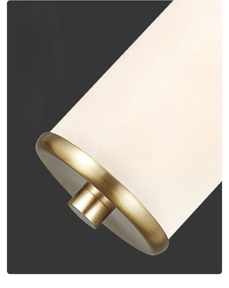 Luxury Alabaster Tube Pendant Light with Copper for Bedside