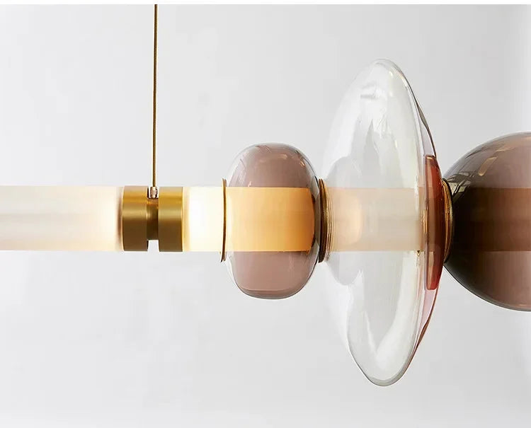 Italian Flute Linear Tube Glass Chandelier