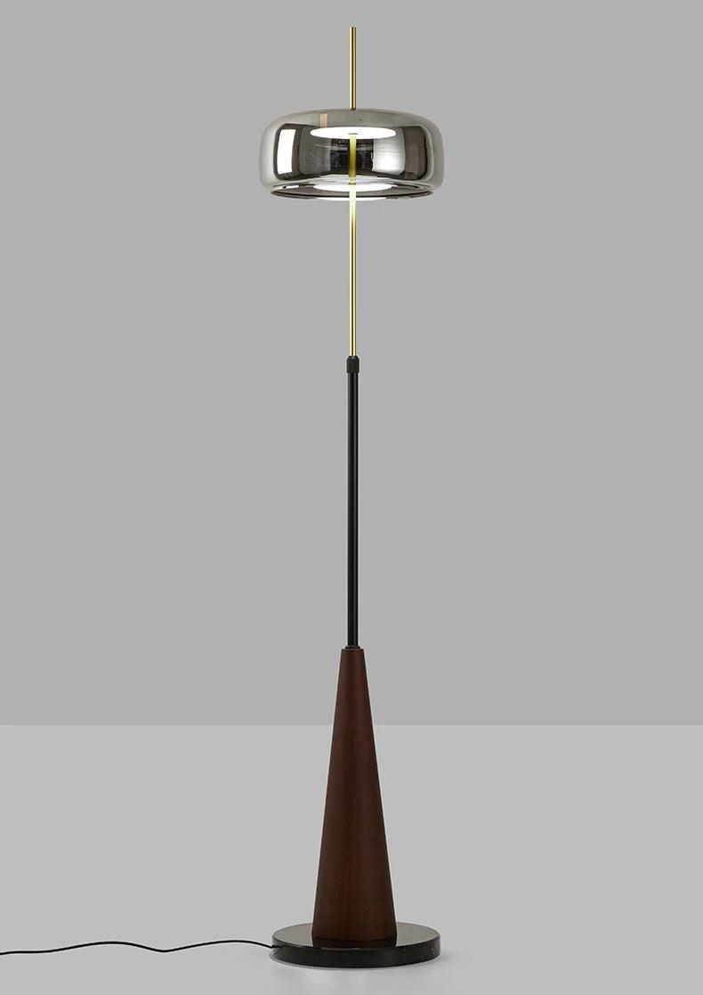 Mallory Glass Floor Lamp, Smoky Gray
